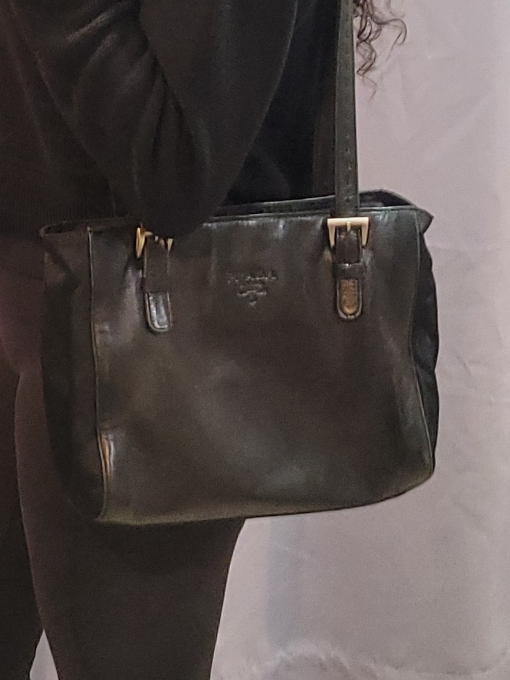 Authentic Vintage Prada Leather Shoulder Bag Quiet Luxury Y2K Minimalist 90s - Picture 8 of 11